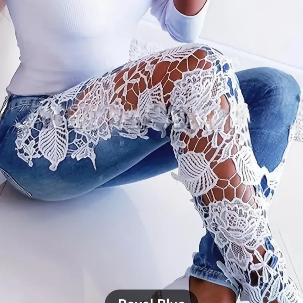 Lace Embellished Jeans